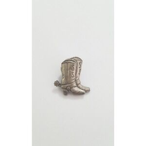Vtg JJ Jonette Jewelry Cowbow Western brooch pin silver tone
